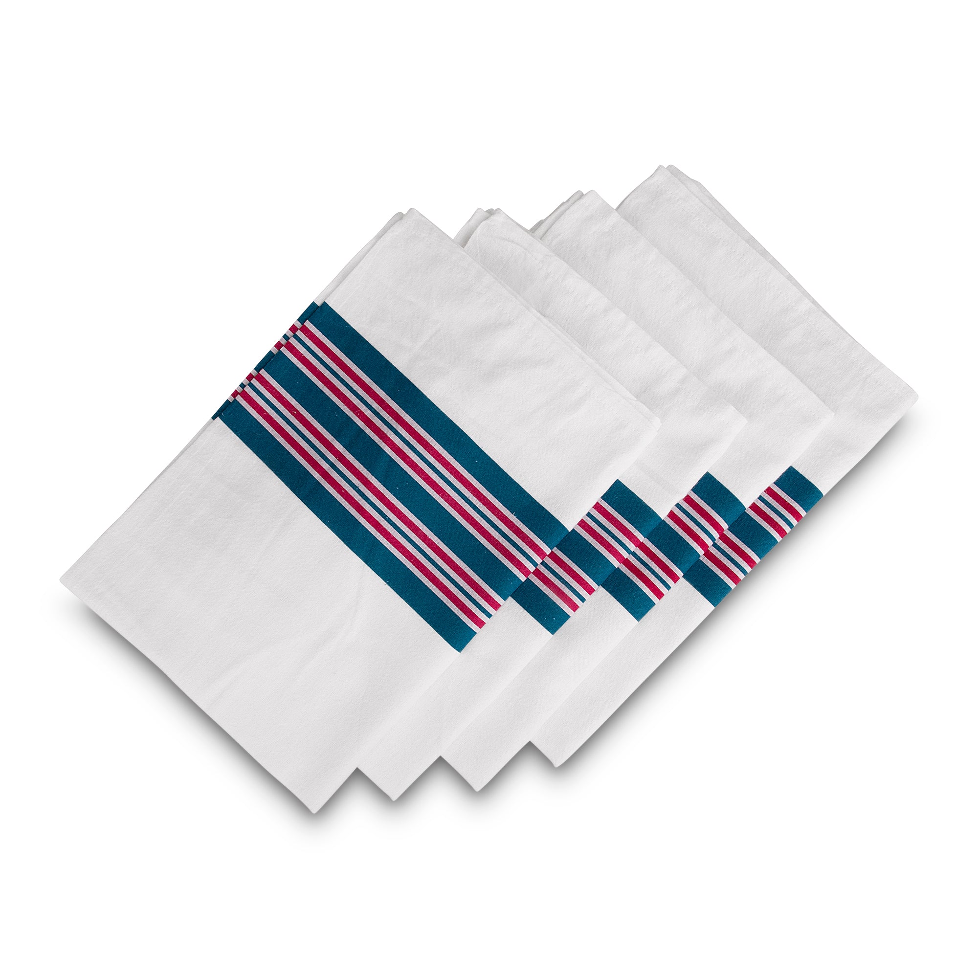 Traditional Baby Receiving Blankets - Teal/Pink Stripe - 100% Cotton - Case of 48 Pieces
