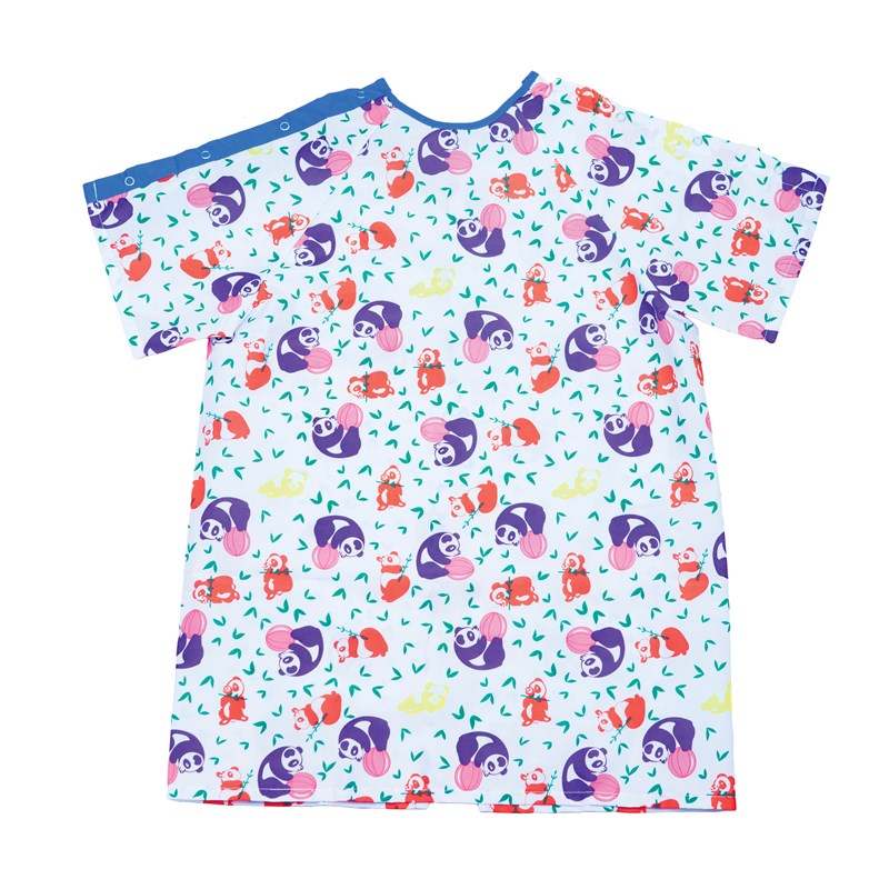 Pediatric Patient IV Gown - Cute Panda Print - 100% Polyester - Case of 24 Pieces