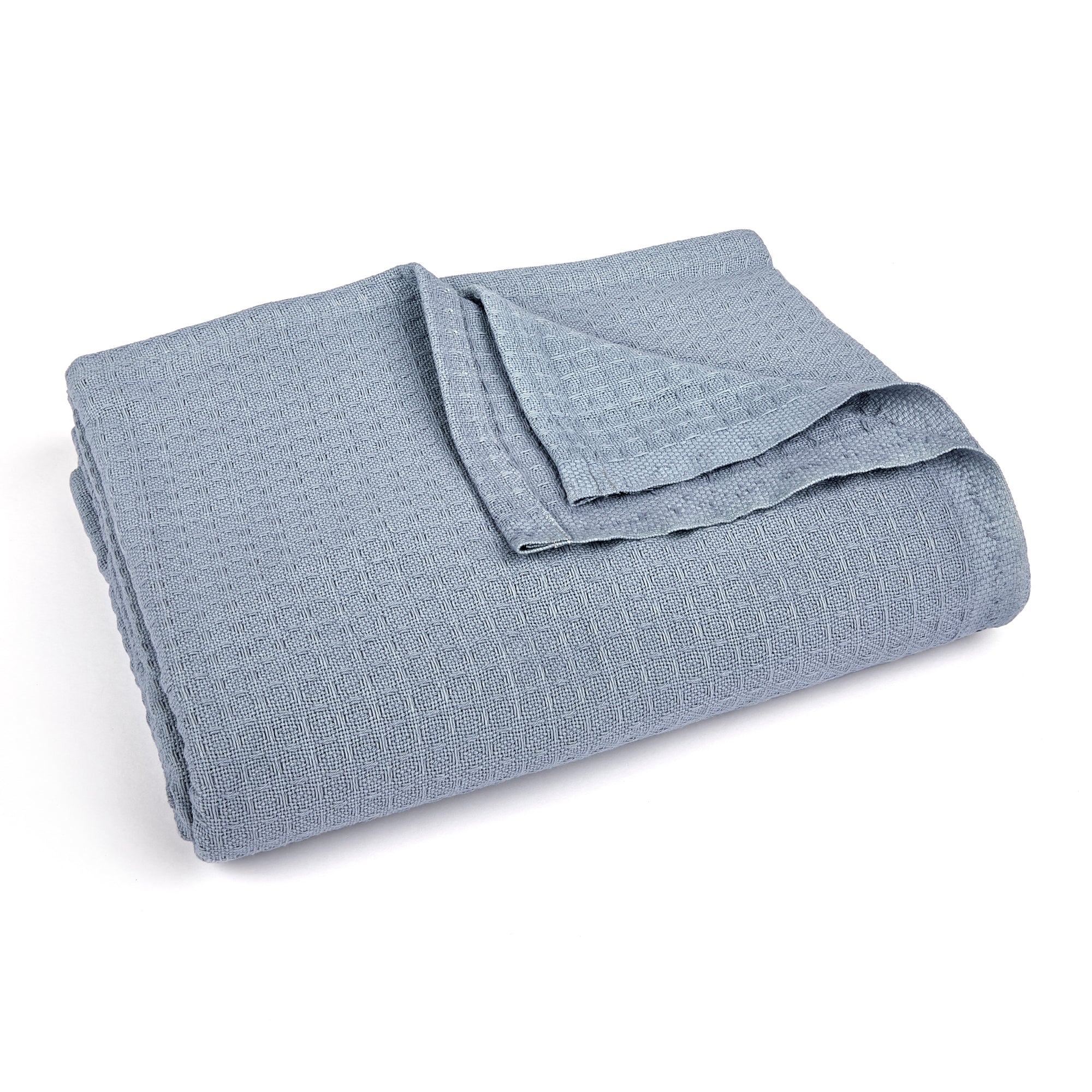cotton waffle weave blanket blue color trusted thread