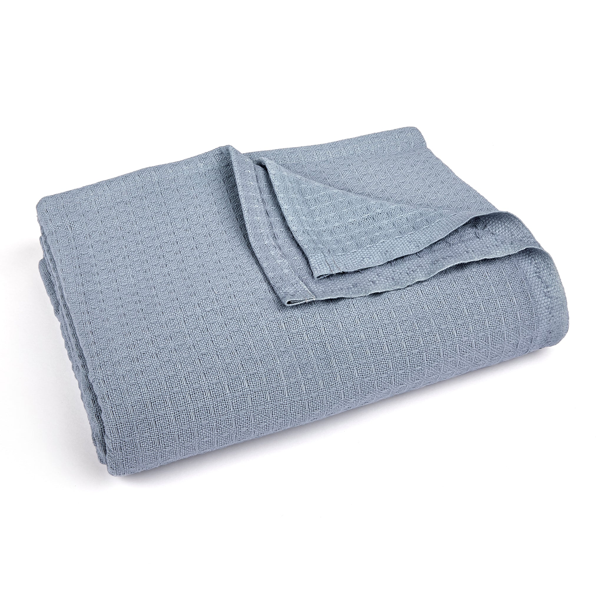 cotton waffle weave blanket blue color trusted thread