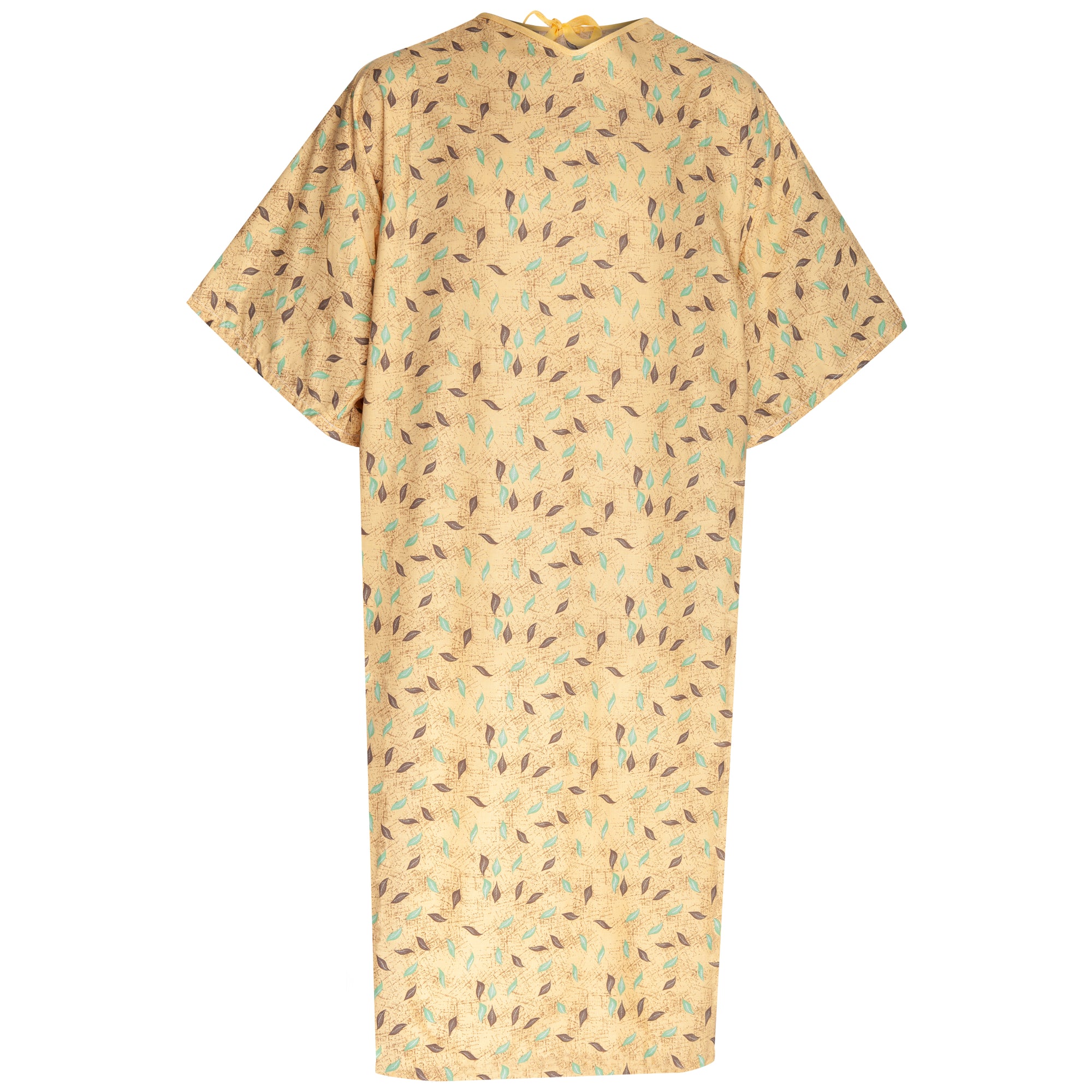 Bariatric Patient Gowns - 10X-Large - Beige Leaf Print - Angle Back - Case of 48 Pieces