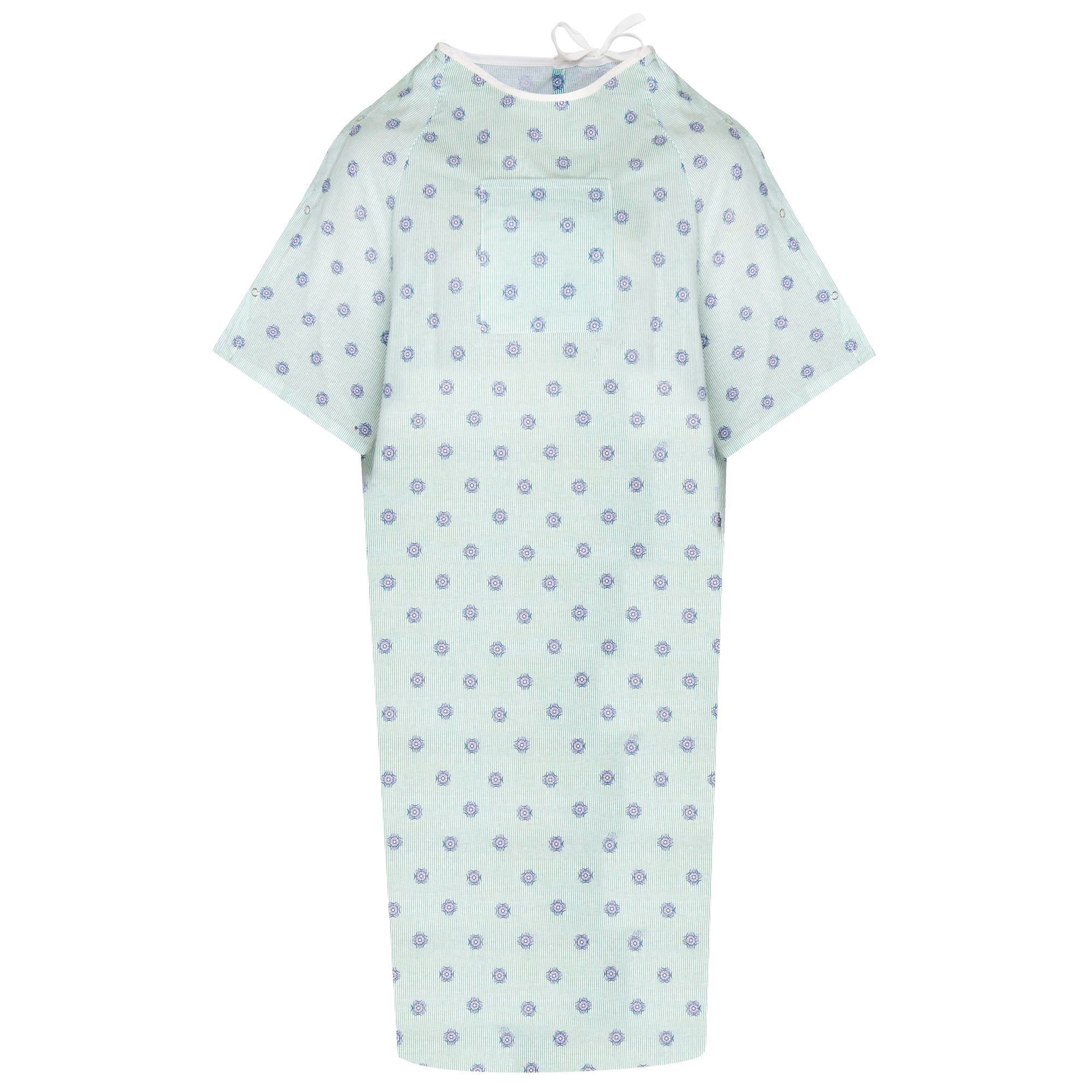 IV Patient Gowns - Green Compass Print - Angle Back Overlap Closure - Case of 72 Pieces
