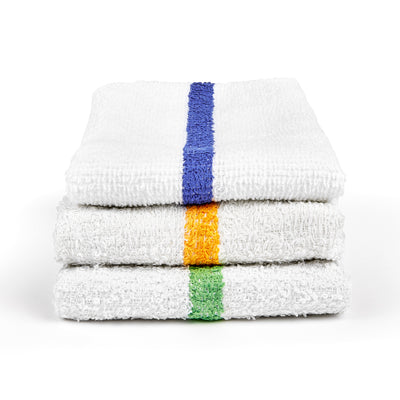 colorful, economical center stripe towels trusted thread