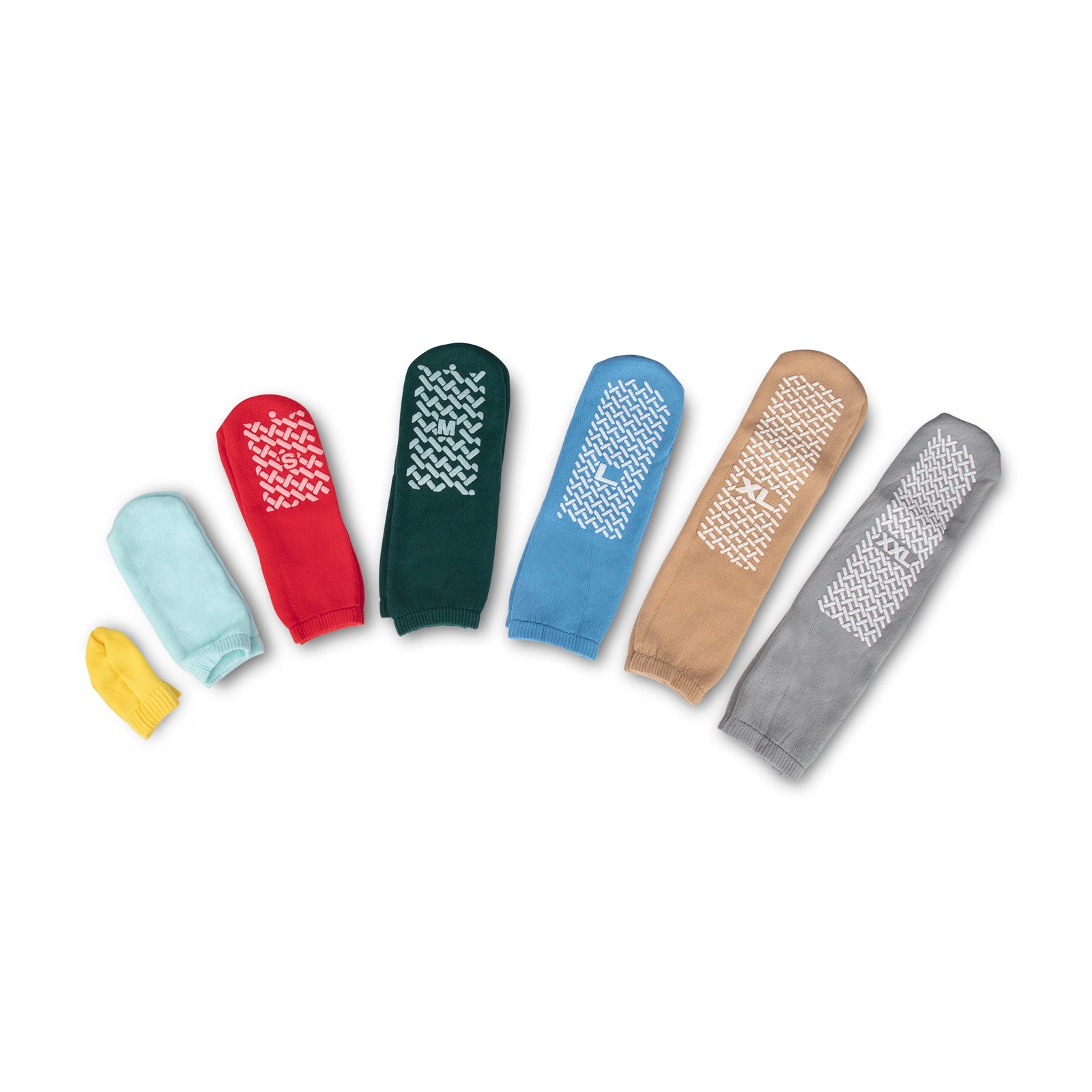 Hospital  Slipper Socks - Single-Treads Skid Resistant - Color Coded Sizes