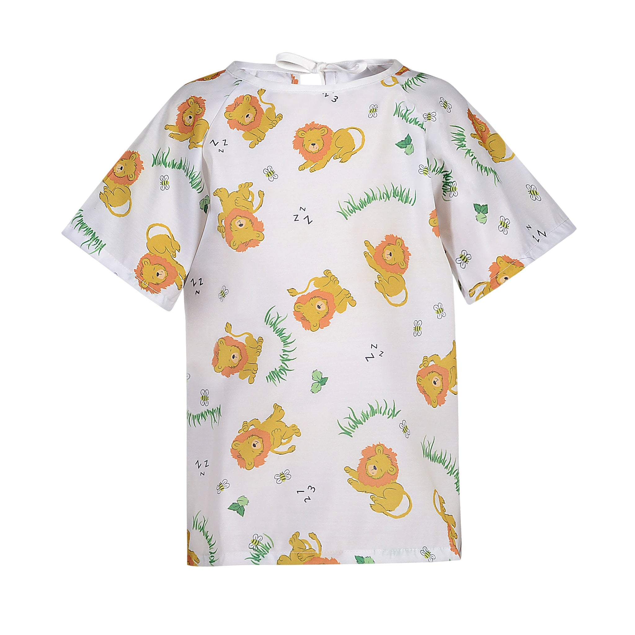 Pediatric Patient Gowns - Lazy Lion Print - 100% Polyester - Flame Retardant