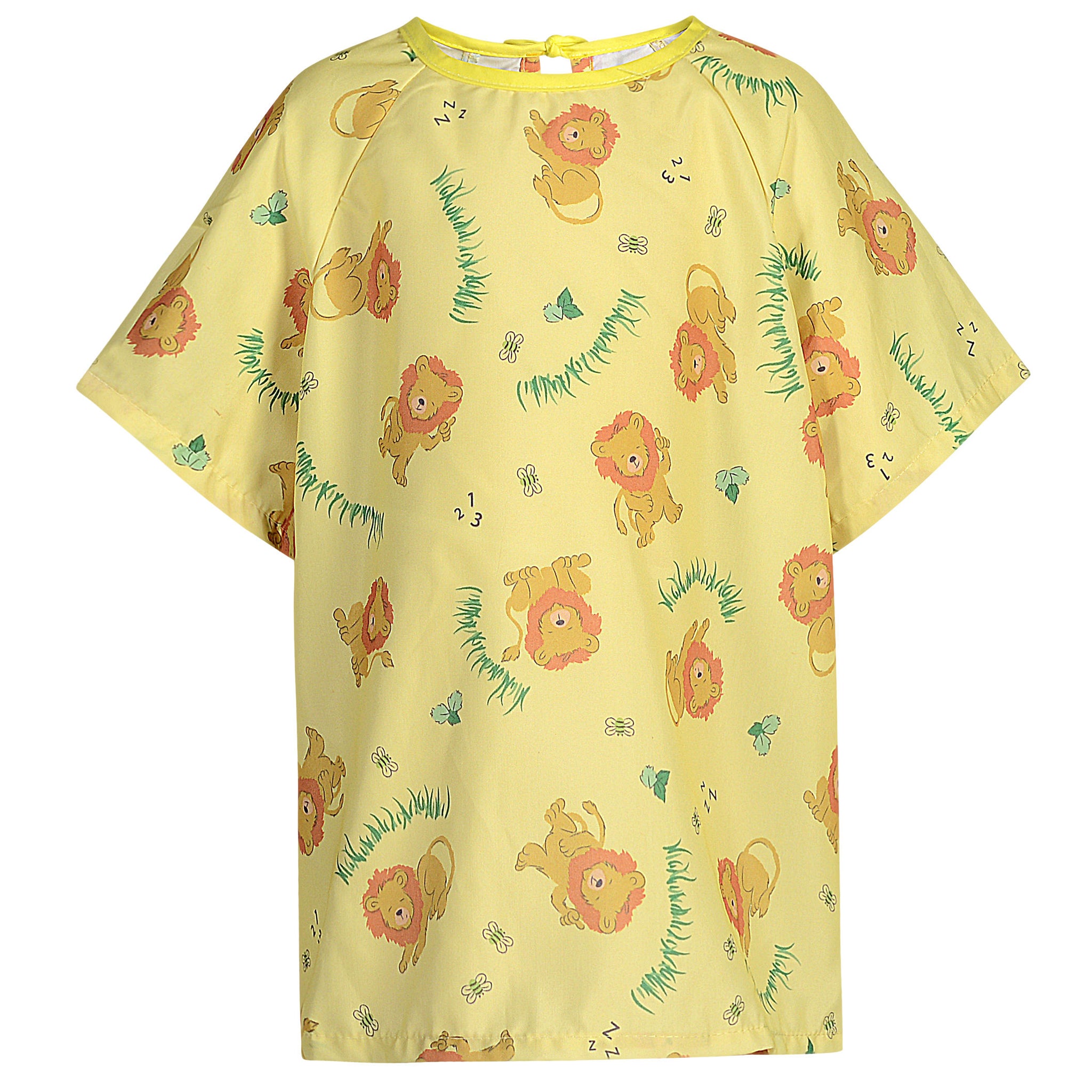Pediatric Patient Gowns - Lazy Lion Print - 100% Polyester - Flame Retardant