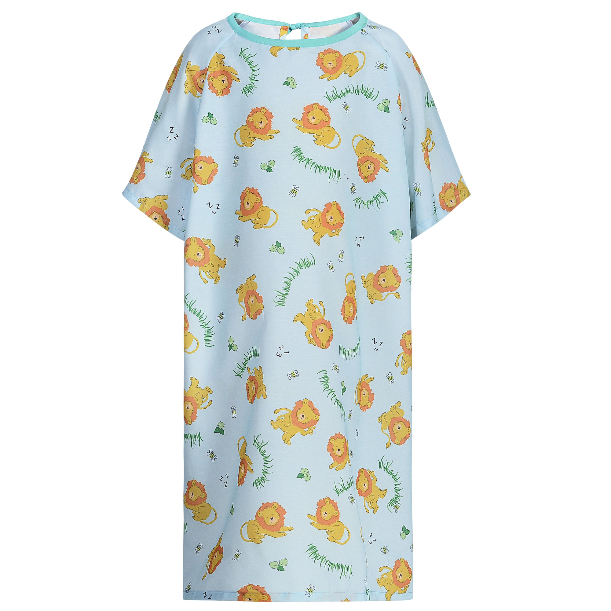 Pediatric Patient Gowns - Lazy Lion Print - 100% Polyester - Flame Retardant