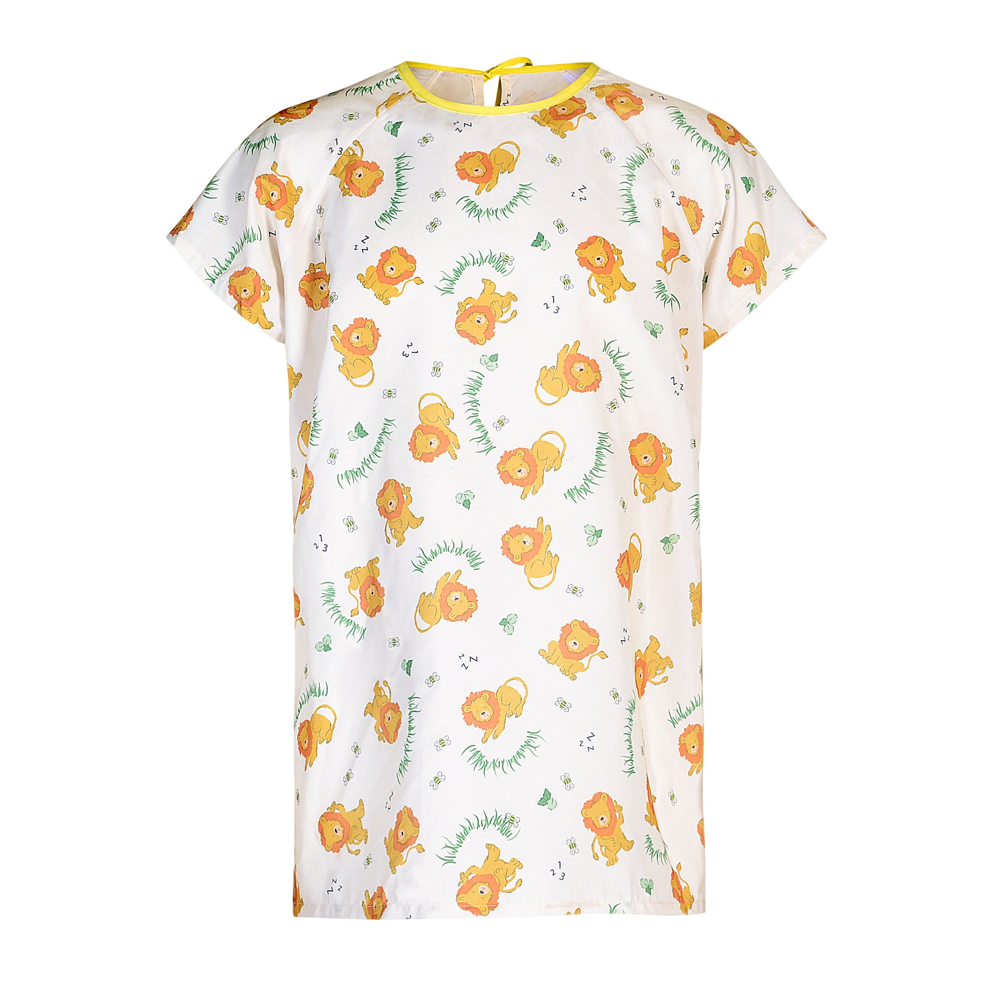 Pediatric Patient Gowns - Lazy Lion Print - 100% Polyester - Flame Retardant