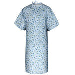 Premium Polyester Patient Gowns - Blue Leaf Print - Case of 48 Pieces