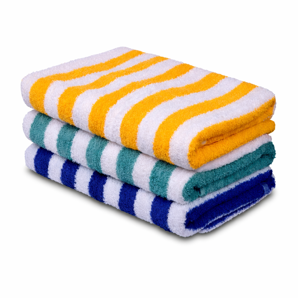 Pool Towels – Cabana Stripe - 100% Cotton - Ring Spun - 30" x 60" 15 lbs.