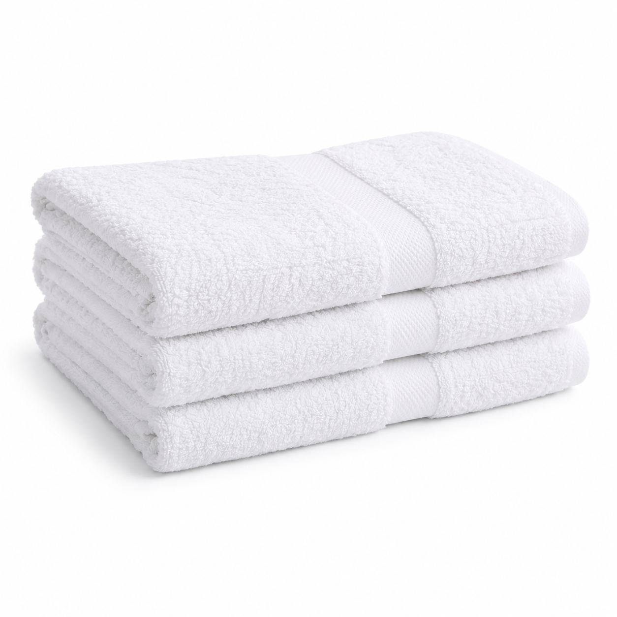 Dobby Border Beach Towels -  White - 100% Cotton - 36" x 68" - 20 lbs.