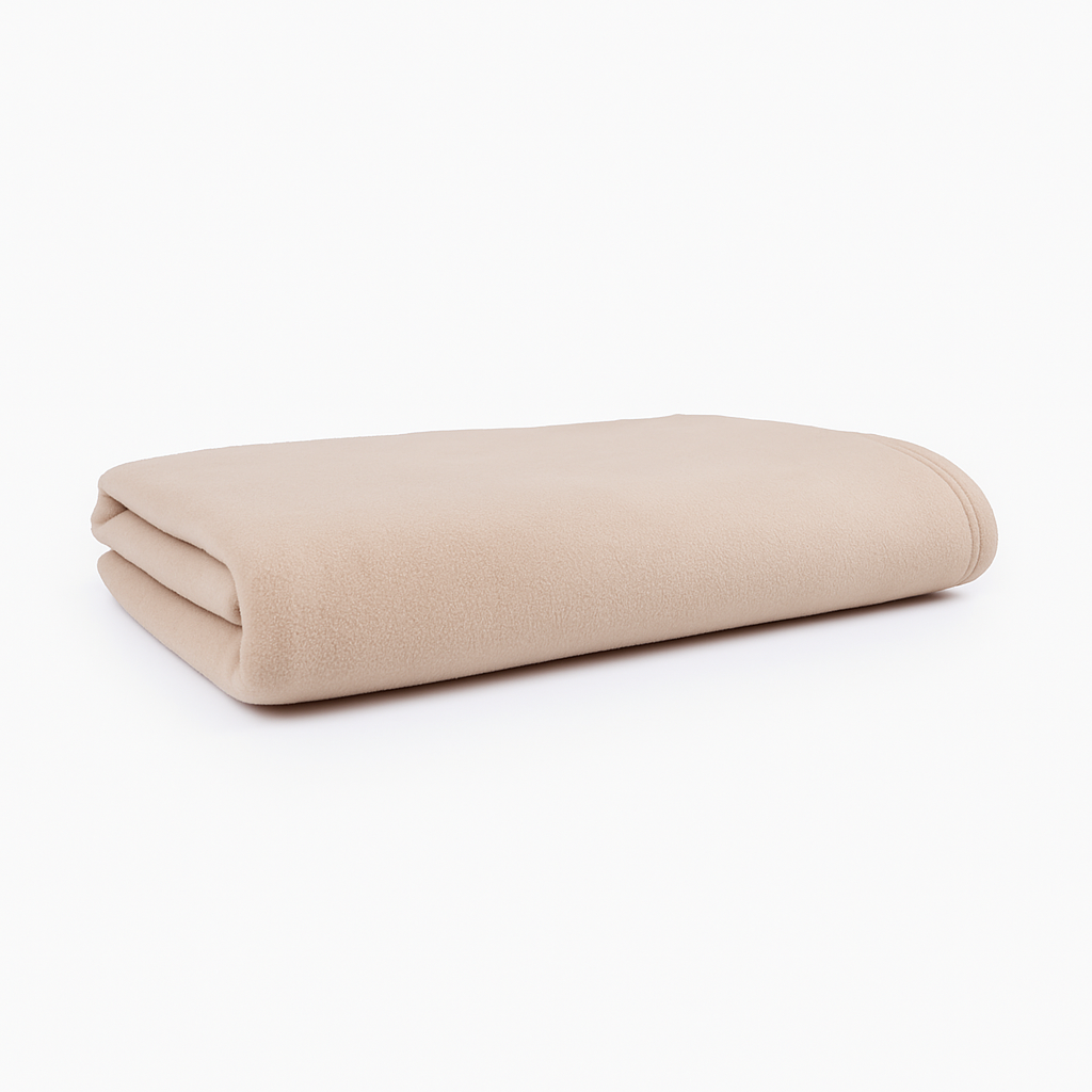 Hospitality Fleece Blankets - 100% Microfiber - Beige - Twin 68" x 85" - Case of 12
