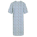 Twill Patient Gowns - Blue Mosaic Print - Angle Back Closure - 55% Cotton 45% Polyester