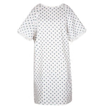 Twill Patient Gowns - White Snowflake Pattern - Angle Back Closure - 55% Cotton 45% Polyester