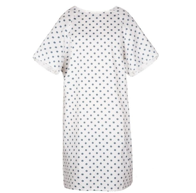 Twill Patient Gowns - White Snowflake Pattern - Angle Back Closure - 55% Cotton 45% Polyester