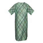 IV Patient Gowns - Green Plaid Print - Angle Back Overlap Closure  - Case of 180 Pieces