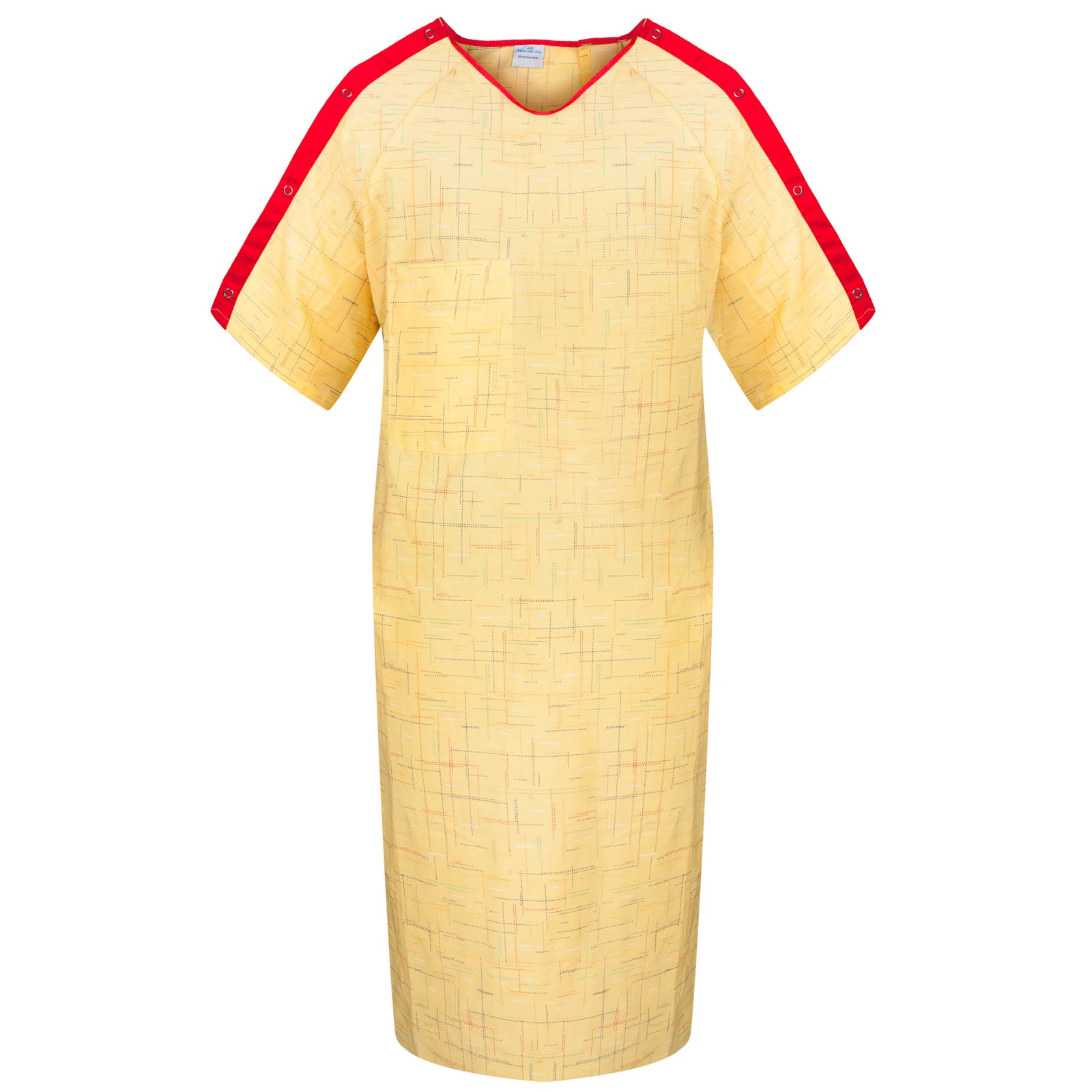 Fall Risk IV Gown - Telemetry Pocket - Snap Sleeves - 100% Soft Poly - Color Coded By Size