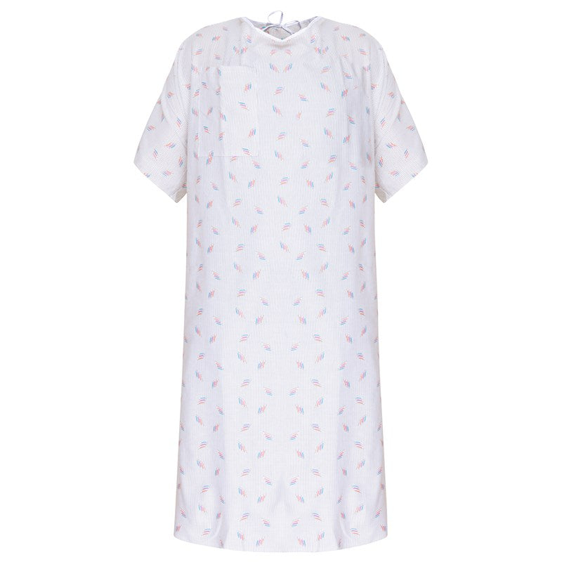 Bariatric IV Gowns - 10X-Large - Ivory Wave Print - Cotton/Poly - Case of 48 Pieces