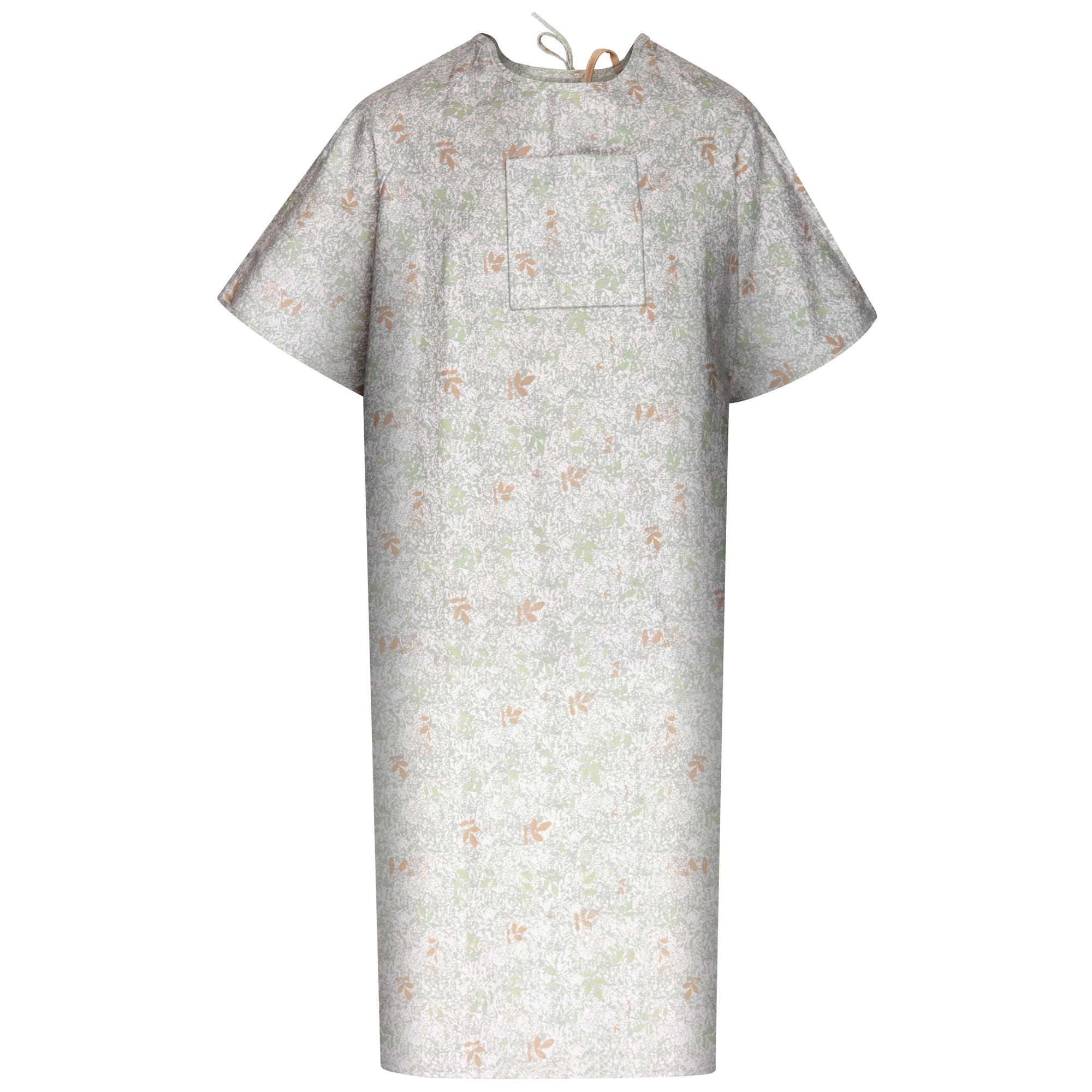 earth print bulk hospital gowns with angle back overlap closure trusted thread