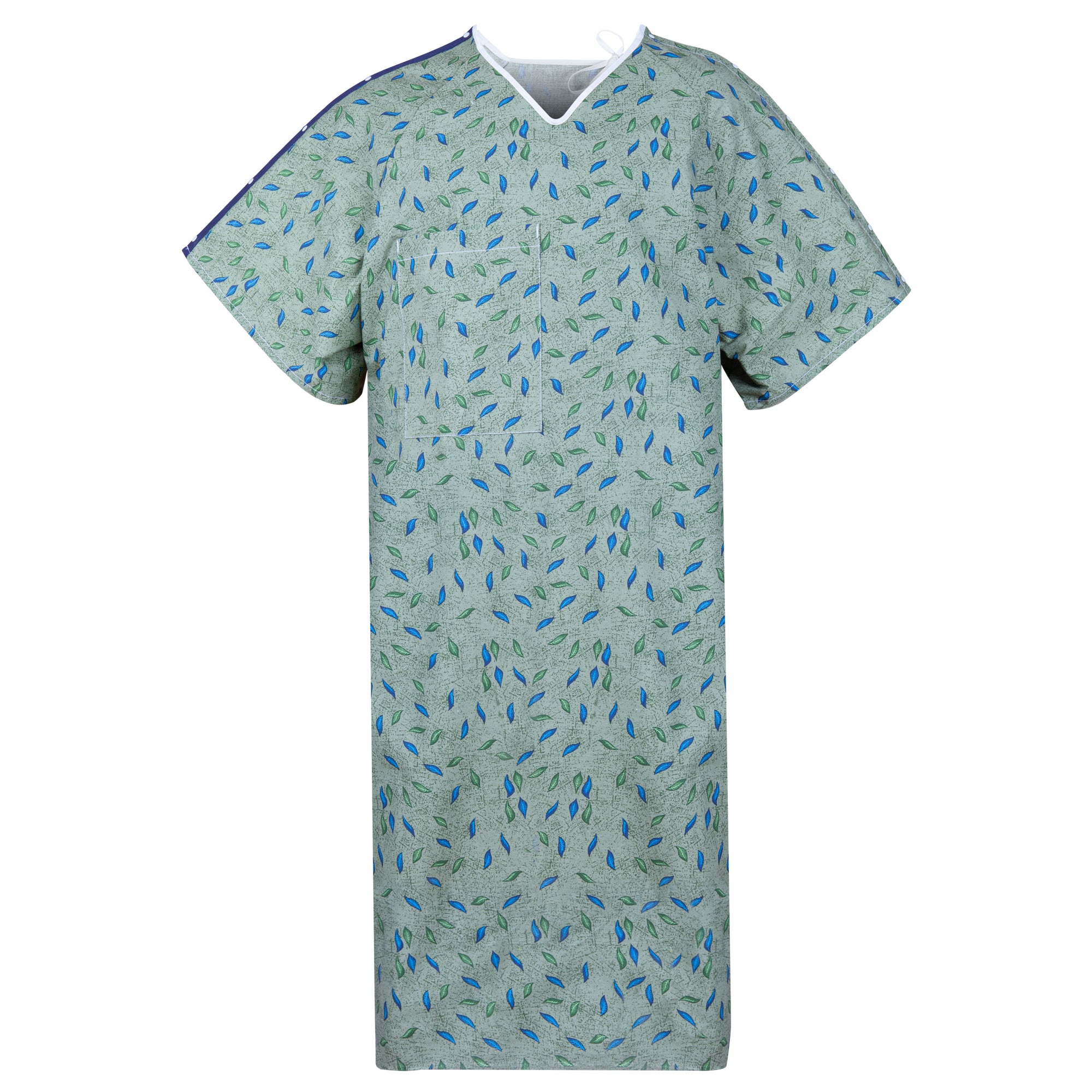 MRI IV Gown - 55% Cotton / 45% Polyester - Plastic Snaps - Telemetry Pocket