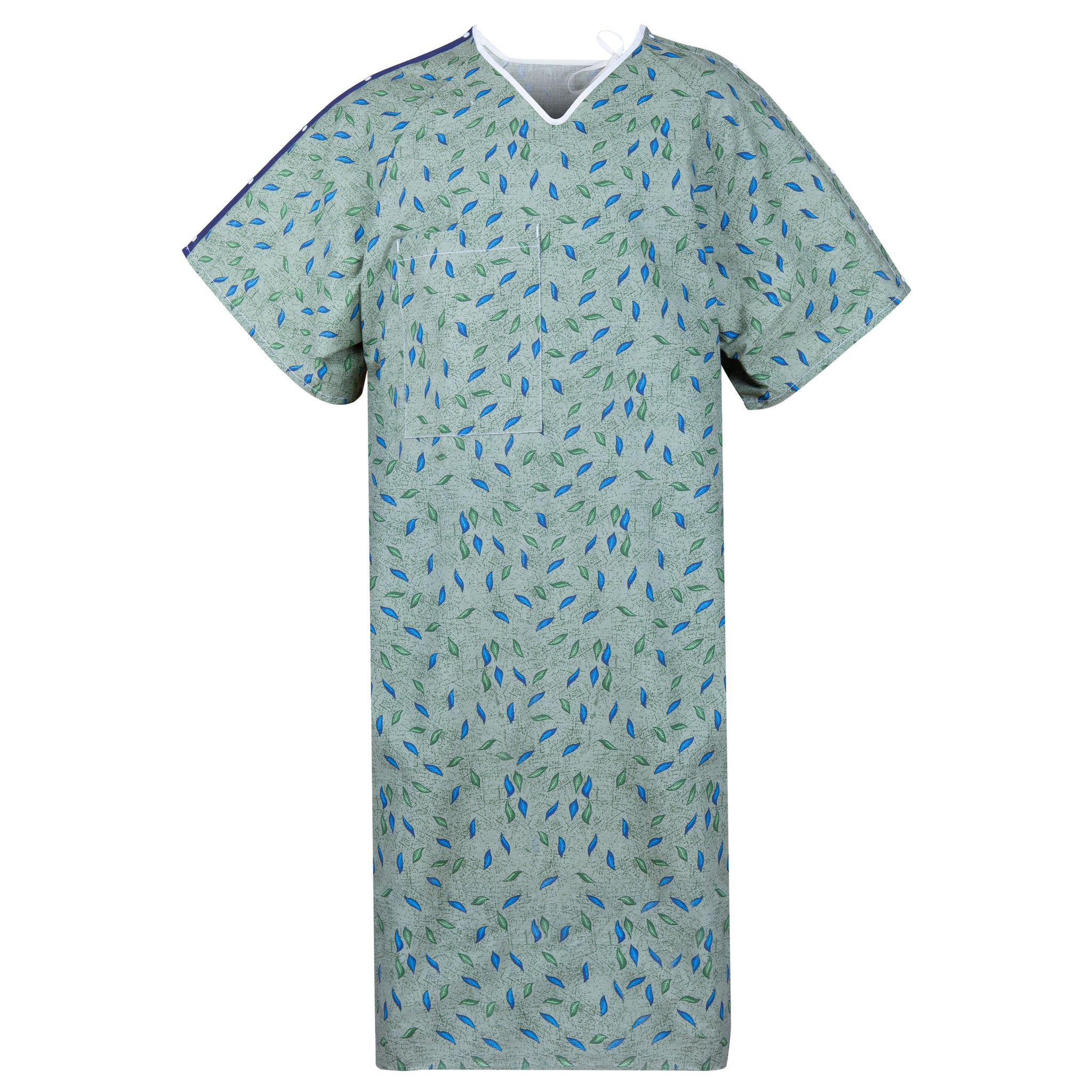 MRI IV Gown - 55% Cotton / 45% Polyester - Plastic Snaps - Telemetry Pocket