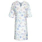 Floral patterned female patient hospital gowns with front open waist tie closure trusted thread