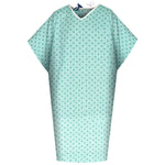 Bariatric Patient Gowns - 10X-Large - Green Geometric Print - Angle Back - Case of 48 Pieces