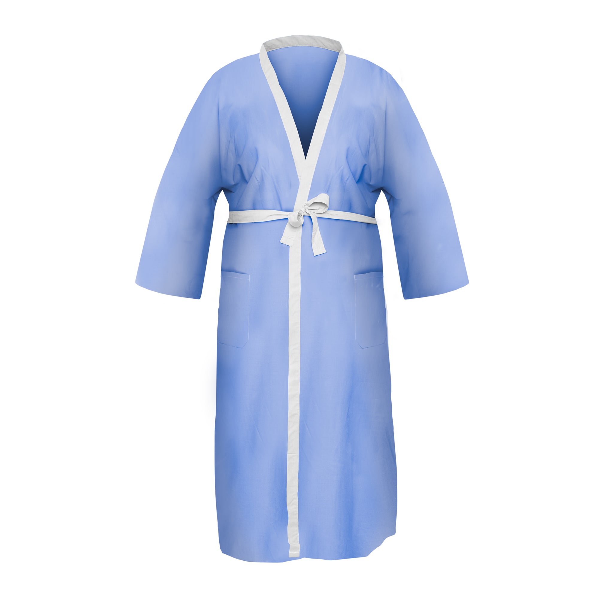 Patient Robes - Blue with White Trim - 55% Cotton / 45% Polyester