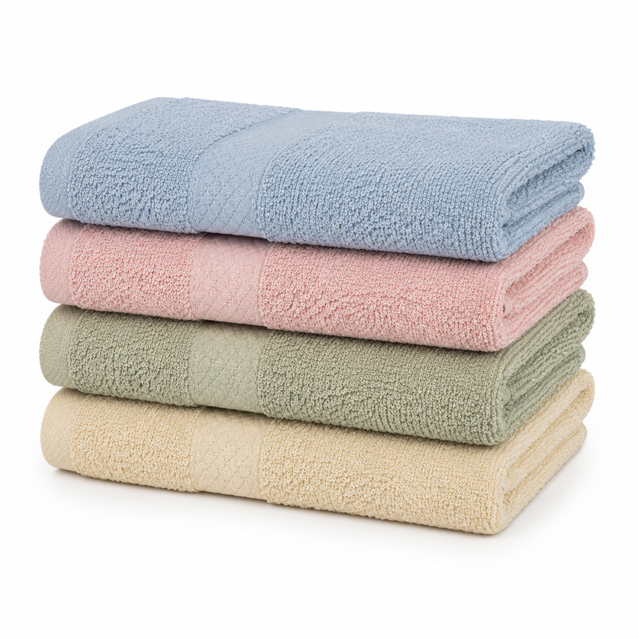 Premium Wash Cloths - Solid Color VAT Dyed - 100% Ring-Spun Cotton - Dobby Border