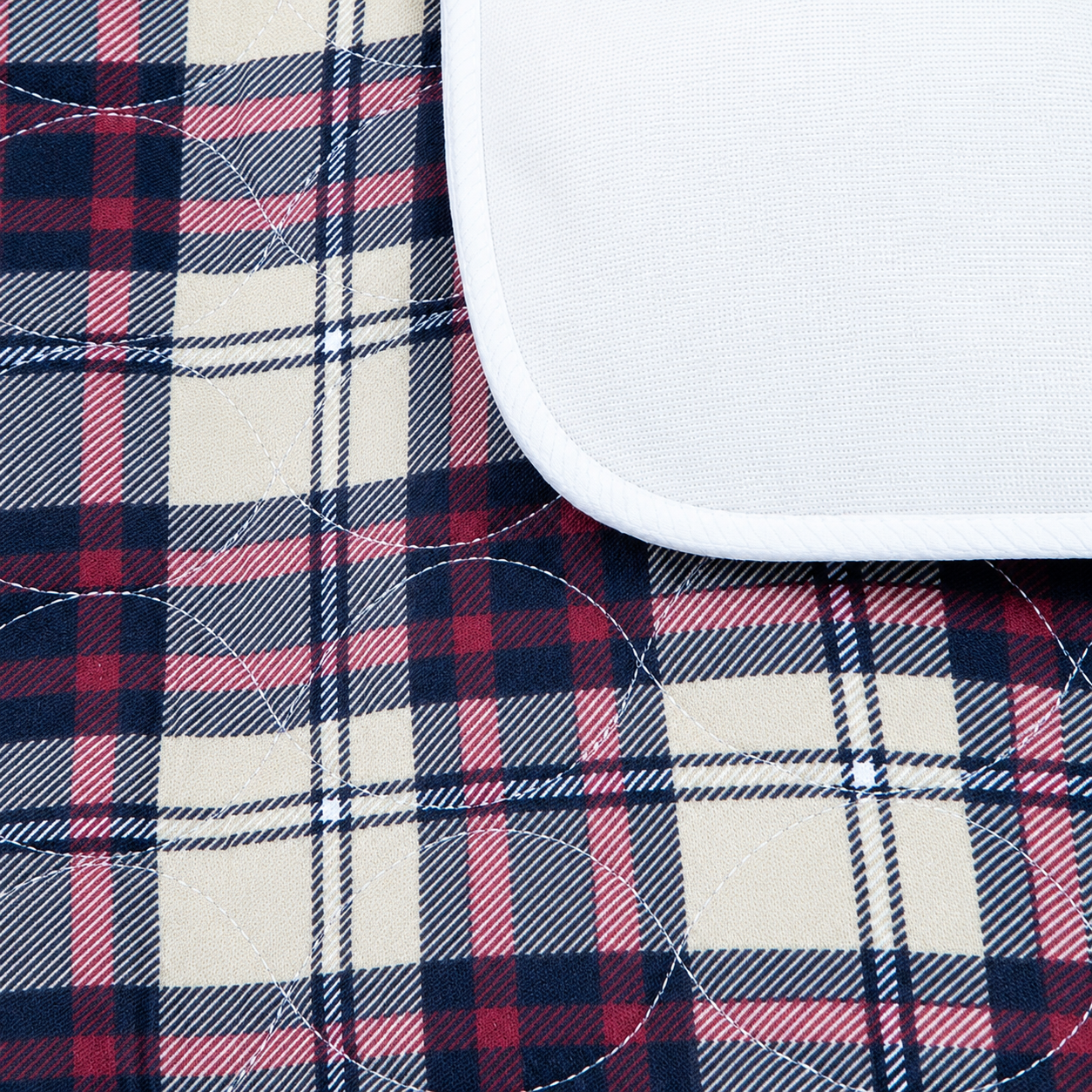 Reusable Underpad - Plaid Print - 7oz Soaker Heavy Vinyl Barrier - 34 x 36